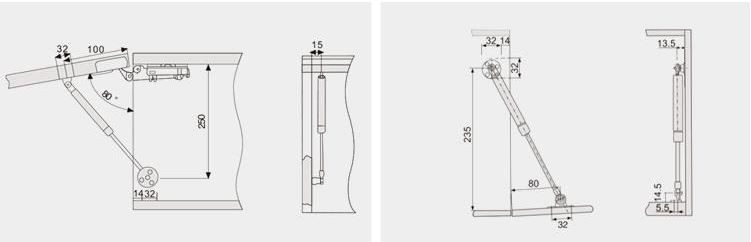 Asọ Up Gas Support fun idana minisita 18