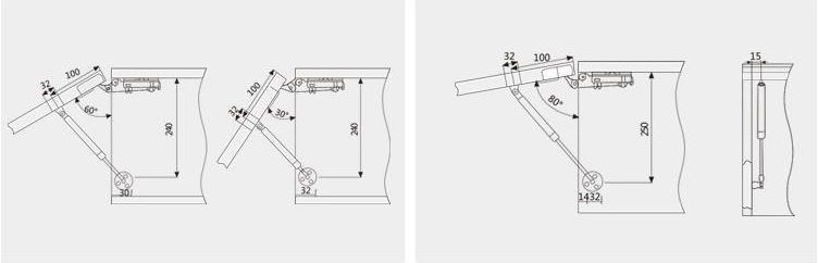Asọ Up Gas Support fun idana minisita 19
