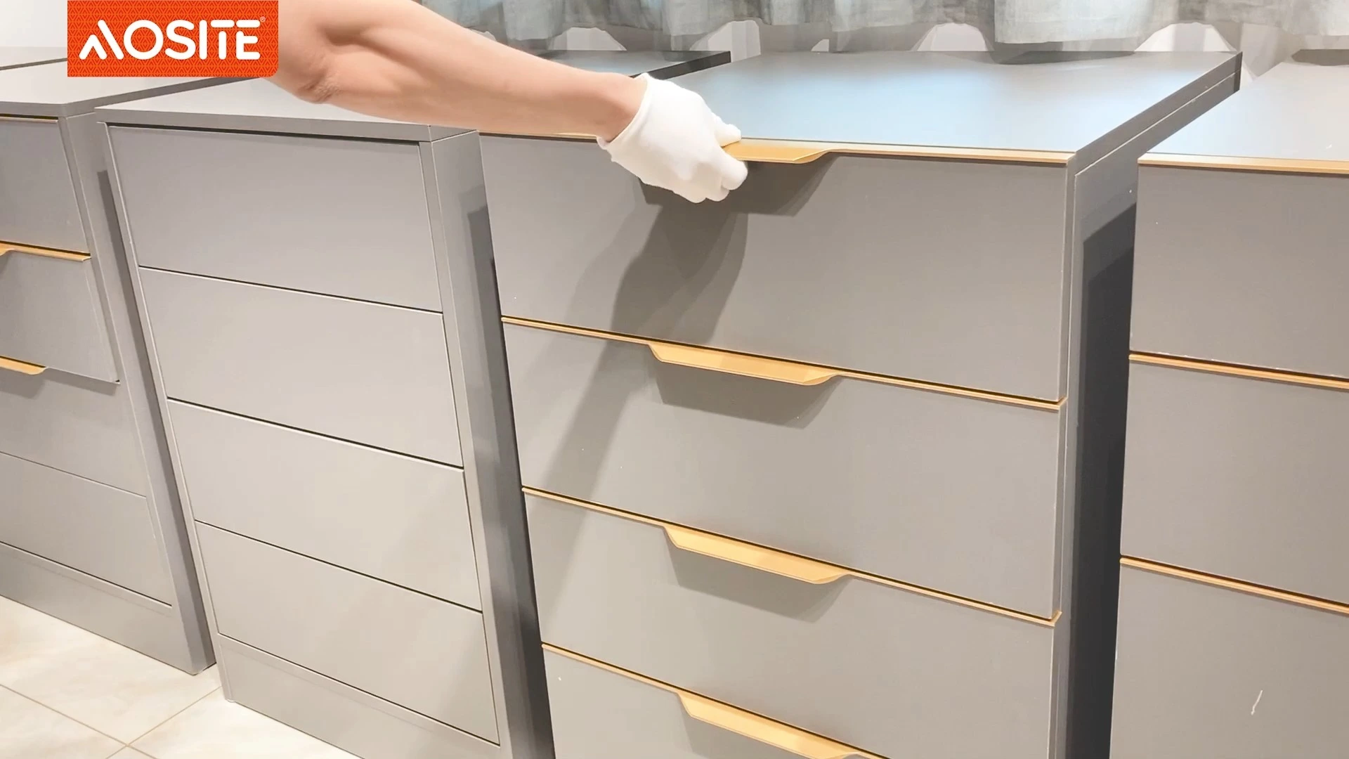 AOSITE UP310/UP330 American Type Full Extension Soft Closing Undermount Drawer Slides( With Handle ) 1