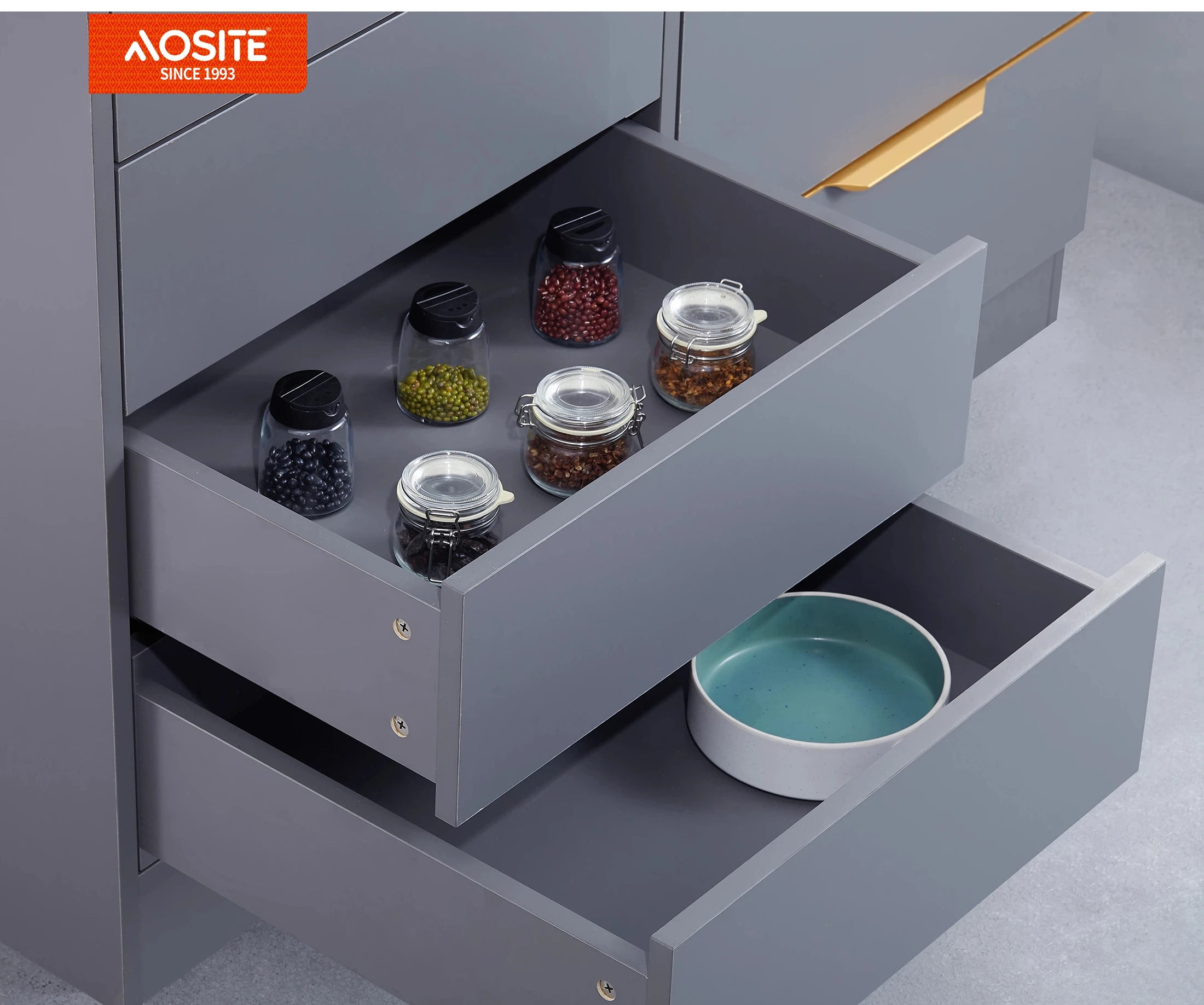 AOSITE S6816P /S6819P ሙሉ ቅጥያ ከስር ማውንት መሳቢያ ስላይዶችን ለመክፈት ይጫኑ 1