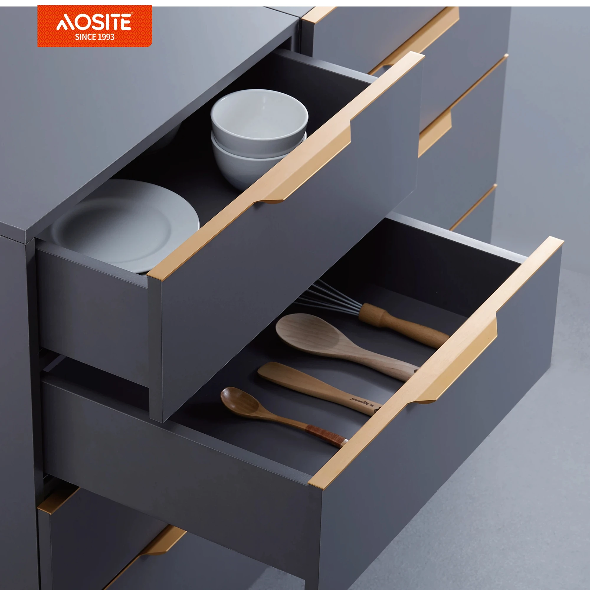 AOSITE S6836T/ S6839T folslein úttrekbere syngronisearre sêft slutende ûndermonteare ladesleden (mei 3D-handgreep) 1